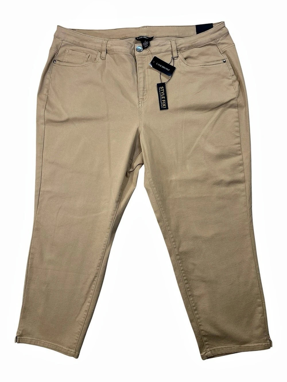 NWT Lane Bryant Pants, Style Edit Capri Cropped Chinos Size 24, Tan, 40x25, 40W